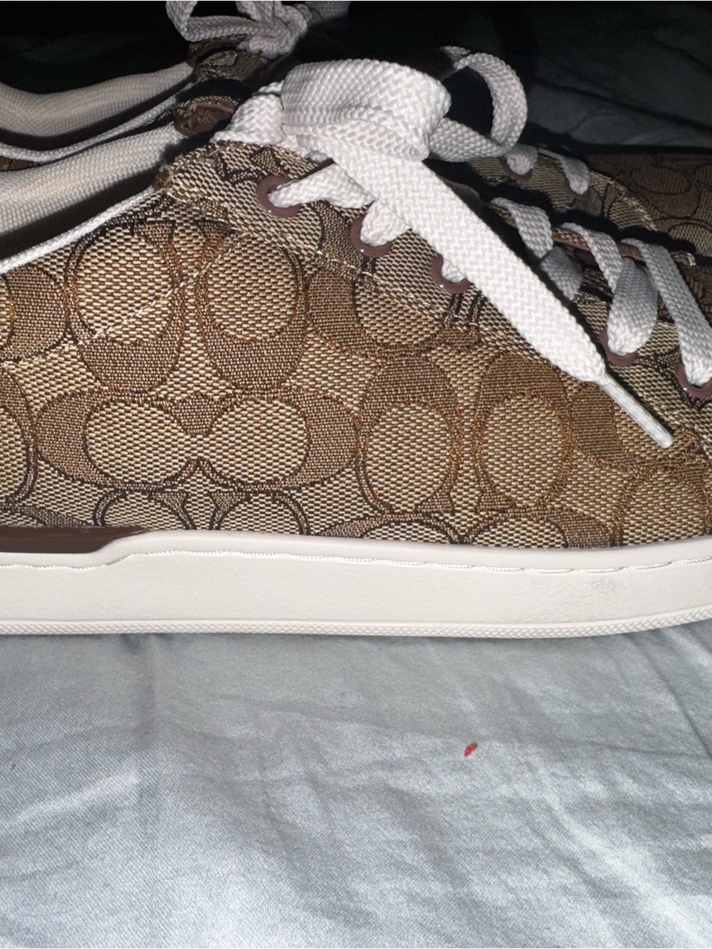 Women’s Brown Coach Clip Low Top with White Laces Sneaker Size 9.5 - Picture 10 of 12